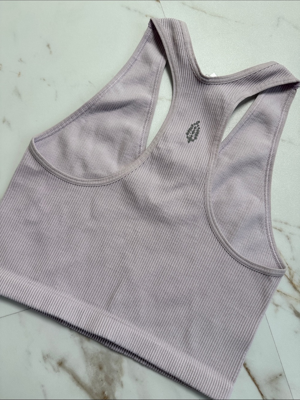 FP Movement Free People Ribbed Longline Sports Bra Top Sz M Lavender Logo Hike